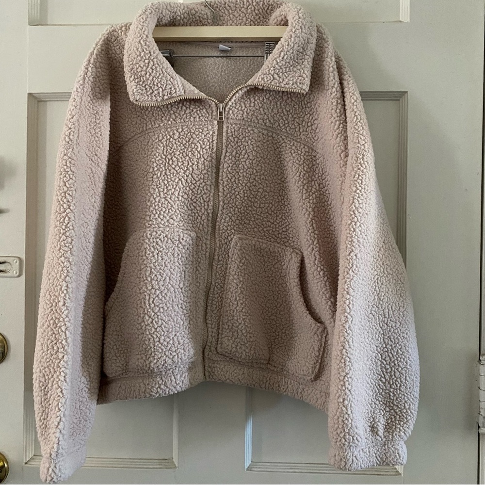 Old Navy Dawn Light Sherpa Teddy Jacket, Full Zip Front - Women’s XL